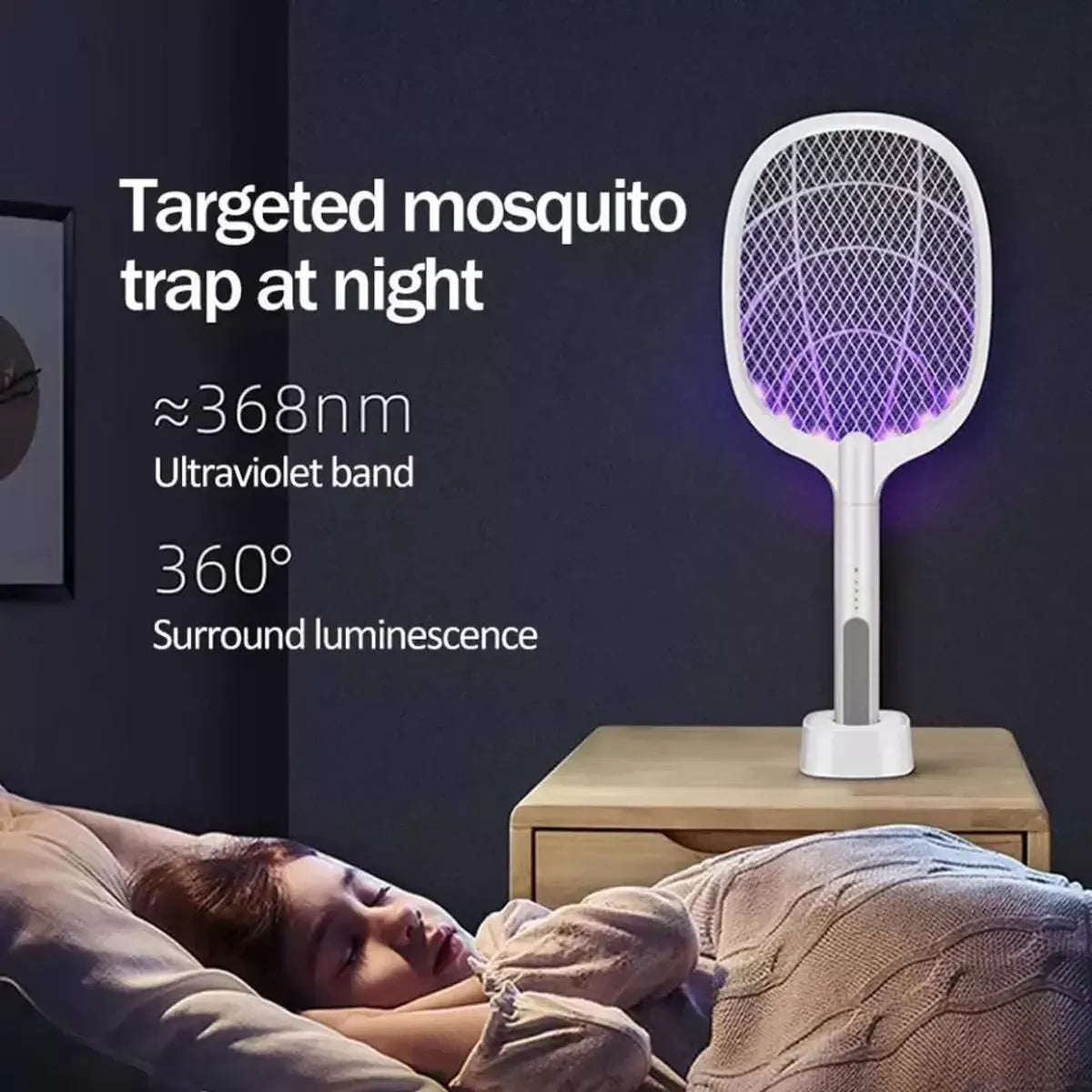 Nova Mosquito Killer Swatter 2 In 1 Rechargeable Electric Racket And Lamp With Type C Charging