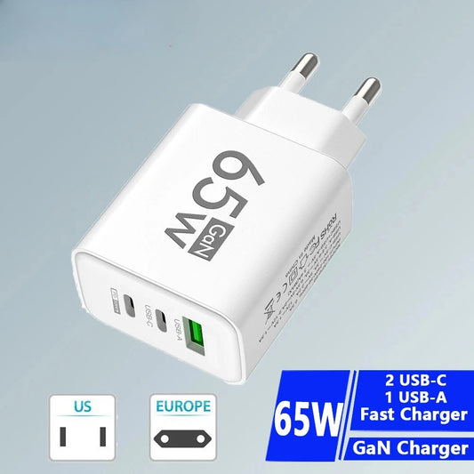 Fast Charging 65W USB-C Charger Charger PD Quick Charge 3.0 Wall For Phone Adapter For iPhone 15 Xiaomi POCO Samsung Oneplus