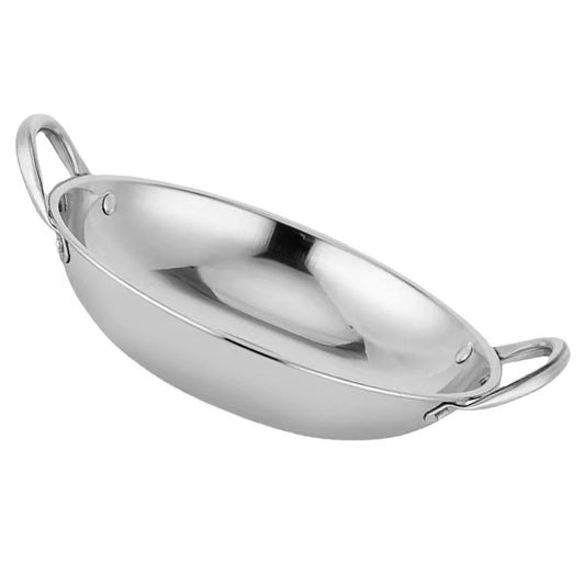 24/26CM Wok Pan Stainless Steel Household Griddle Pan with Double Handle Chinese Cooking Frying Pot Gas Cooker for Home Pans