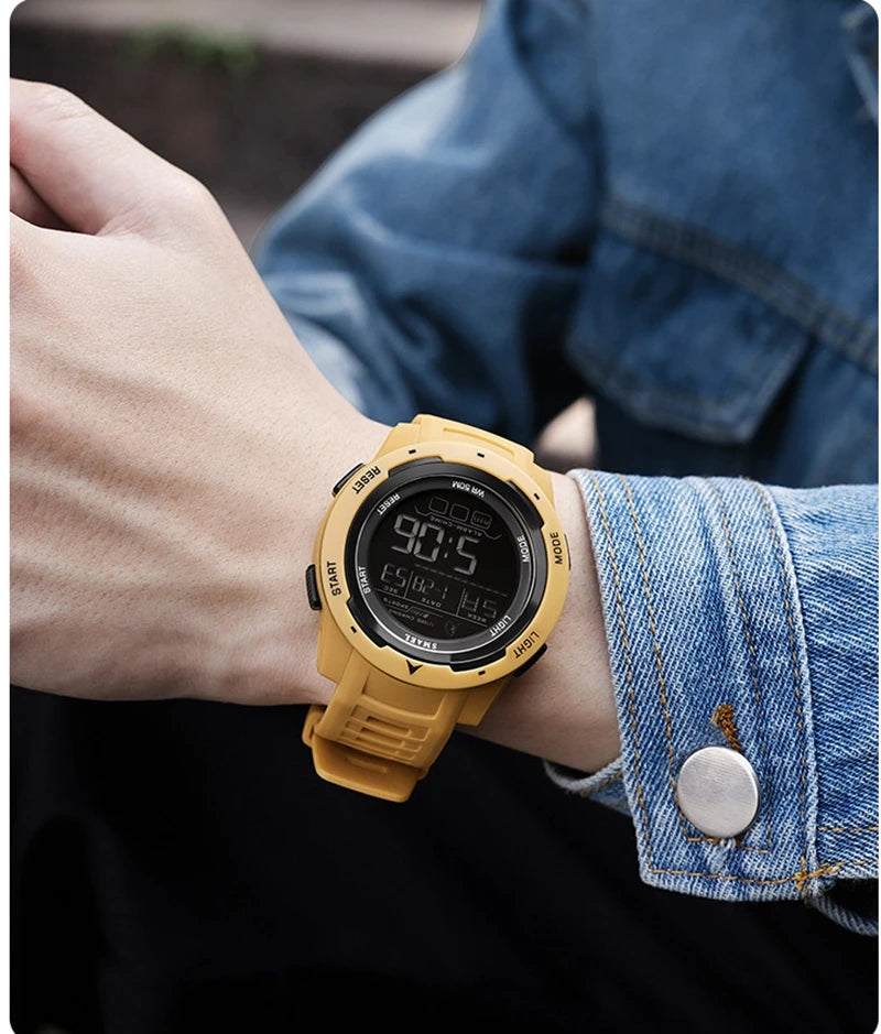 SAMEL Men Digital Watch Sport Shock Military Watches Waterproof Tactical Electronic Wristwatch Yellow Large Face Sport Clock