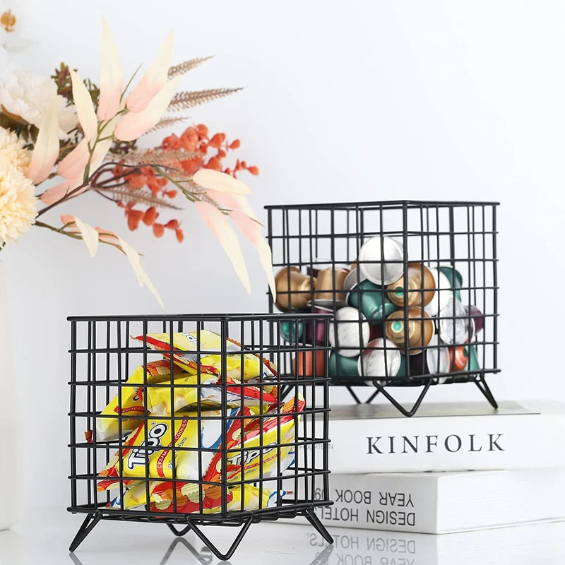 Iron Office Desktop Cosmetic Sorting Baskets Multi-purpose Storage Basket for Office Home Desk Accessories Stationery Supplies