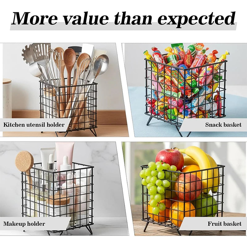 Iron Office Desktop Cosmetic Sorting Baskets Multi-purpose Storage Basket for Office Home Desk Accessories Stationery Supplies