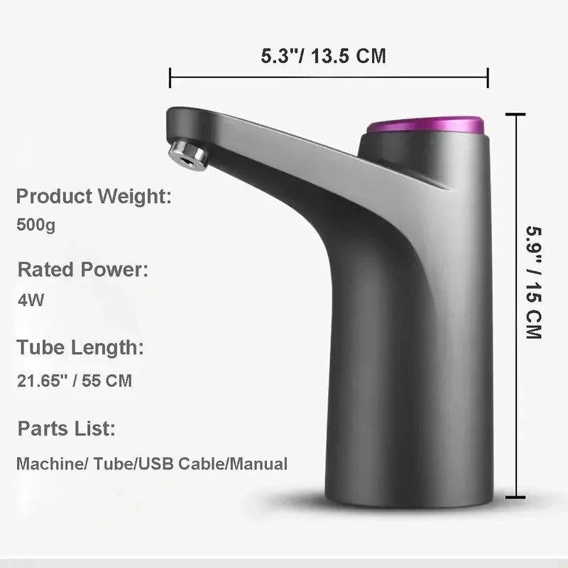 Portable 5-gallon water dispenser with USB charging - automatic electric pump suitable for home, office, and outdoor use