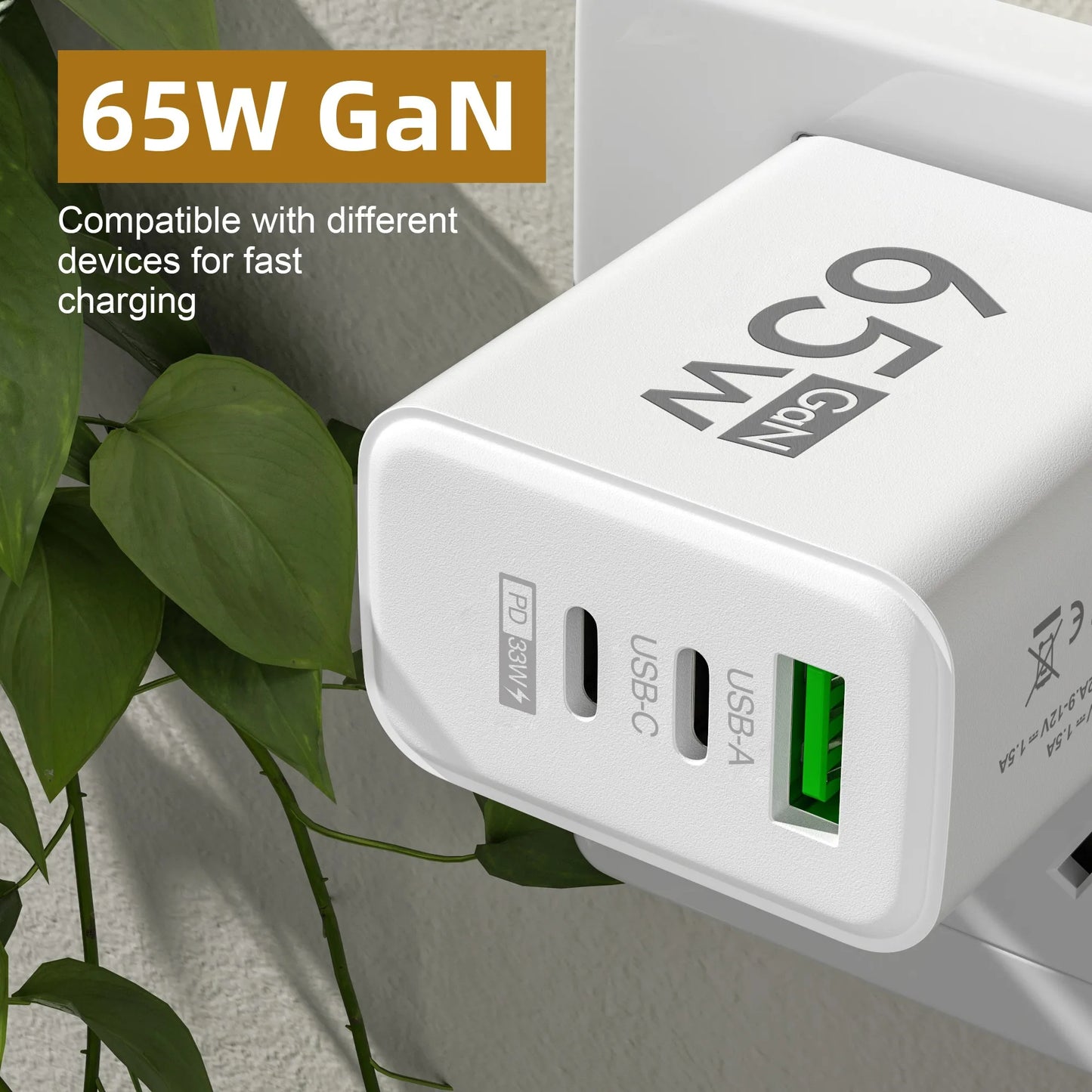 Fast Charging 65W USB-C Charger Charger PD Quick Charge 3.0 Wall For Phone Adapter For iPhone 15 Xiaomi POCO Samsung Oneplus