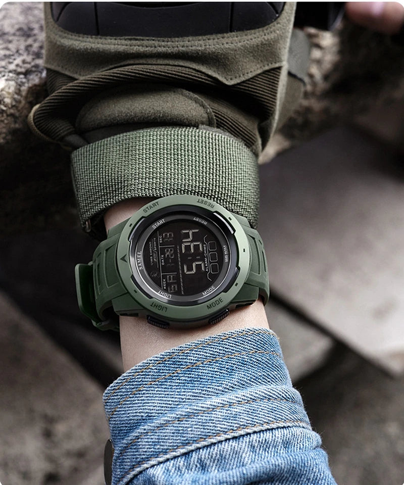 SAMEL Men Digital Watch Sport Shock Military Watches Waterproof Tactical Electronic Wristwatch Yellow Large Face Sport Clock