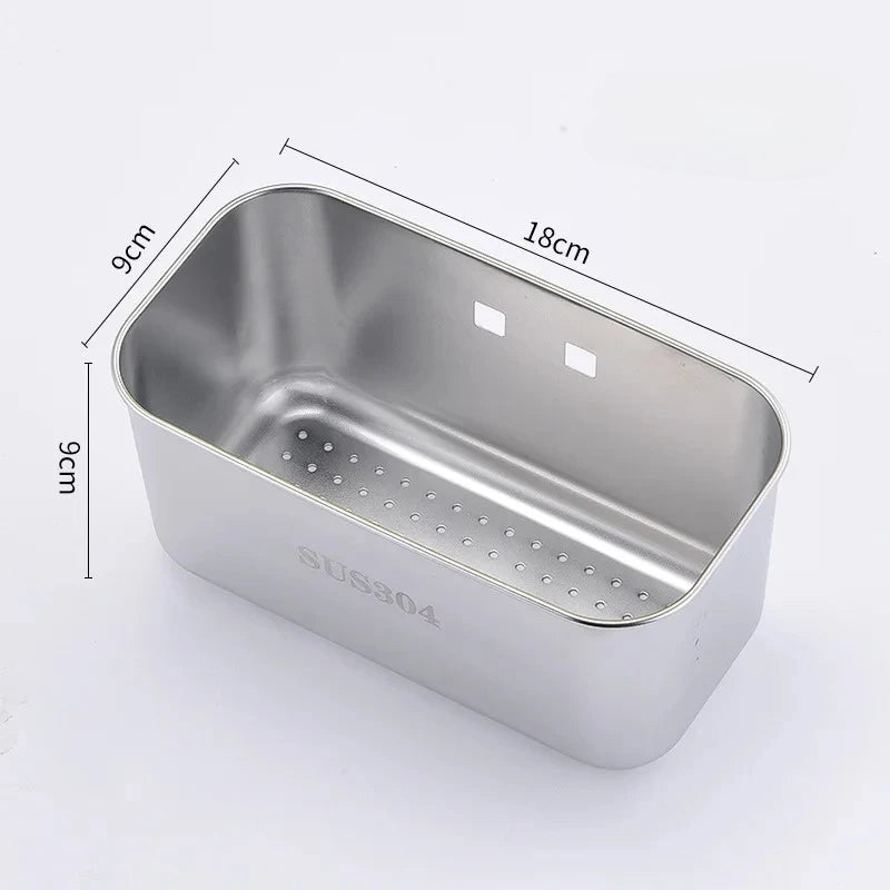 304 Stainless Steel Square Draining Basket for Kitchen Sink Strainer with Residue Filter Multi Purpose Storage Rack